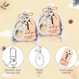 Metacipher 20 Set Funeral Favors for Guests Pearl Angel Keychains