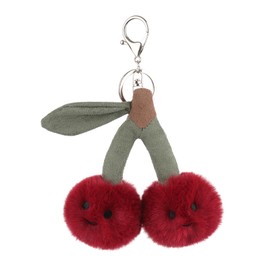 Apricot Lamb Cherry fruit Cute Keychain, Soft Stuffed Plush Keychain Toys for Kids' Backpack Purse, Red 3.9 Inches