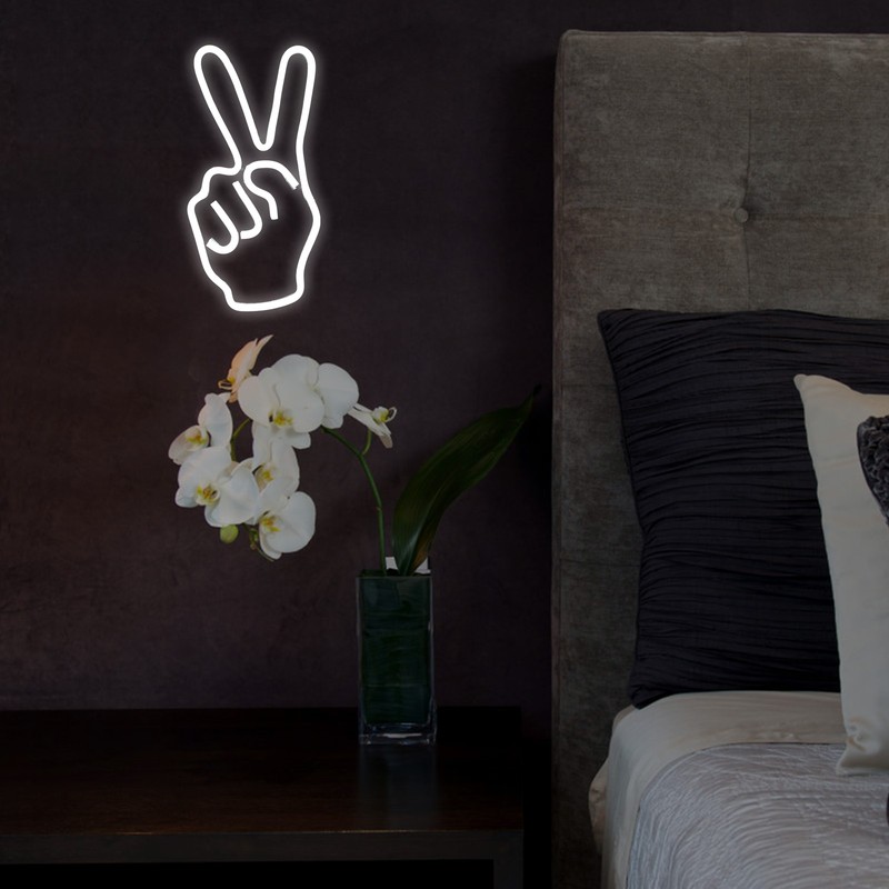 Neon Sign Light Innovative Victory Gesture Decorative Lamp USB Powered
