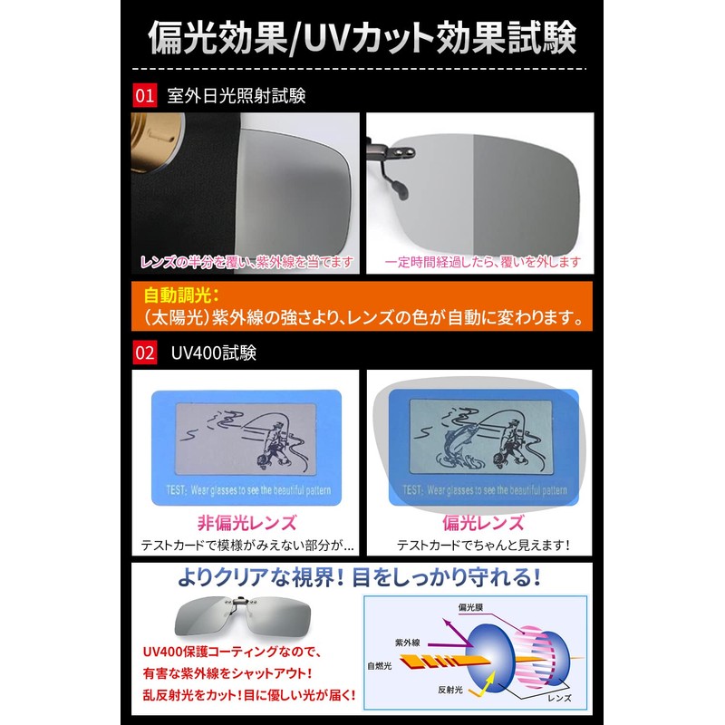 KANGYONG Dimming Clip Sunglasses, Clip-on Sunglasses, Polarized Sunglasses, Color Changing