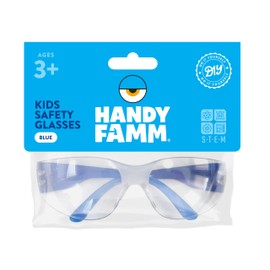 Handy Famm Kids' Blue Safety Glasses, Lightweight Scratch Resistant Protective Eyewear for Children at School, STEM, Outdoor Play, Workshops and in Chemistry Labs, Goggles for Kids