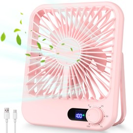 Cooperwin Portable Fan Rechargeable, Small Desk Fan Quiet, 180°Tilt Adjustable Personal Fan for Sleeping, Battery Operated, 100 Speeds, Table Fan for Bedroom Office Home Outdoor, Pink