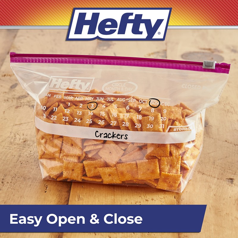 Hefty Slider Calendar Storage Bags, Half Gallon Size, 32 Count