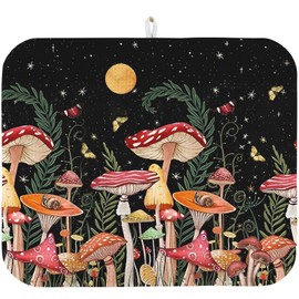 Tapete de secado de platos para encimera de cocina, 16 x 18 pulgadas, súper absorbente, almohadilla decorativa de microfibra para secar platos, pequeño (champiñón)