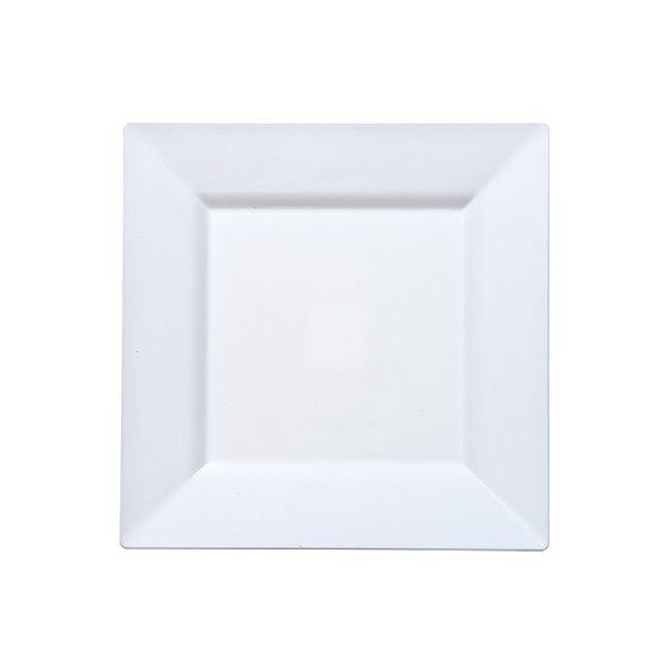 Lillian Tablesettings 10 Count Square Plastic Plate, 8-Inch, White