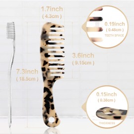 Large Wide Tooth Hair Comb, LADYAMZ [Tortoise Shell] Cellulose Acetate Round Tooth Comb for Straight/Curly Hair,Short/Long Hair Women Men or Kids, Easy Detangling Wet or Dry, Anti-static (Ivory)