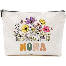 Nona Wildflowers Gifts For Mother's Day Makeup Bags - Nona Flower Gift Bags - Mom Birthday Gifts - Travel Cosmetic Bag For Birthday