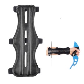 Archery Arm Guards Adjustable Black Archery Leather Forearm Protector Arm Guards for Archery Archery Wrist Guard for Recurve Bow and Compound Bow Youth and Adult Archery Protective Arm Guard