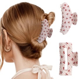 papasgix Red Cherry Hair Clip For Thick Hair, Non-Slip Claw Clips, Hair Accessories for Women (Pink)