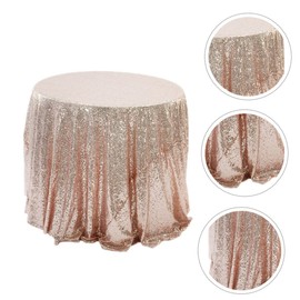 CIYODO 1pc Sequined Tablecloth Rose Gold Decorative Cover for Weddings Holiday Parties and Banquets Sparkling Design Protects Against Stains and Scratches Chic and Beautiful Look
