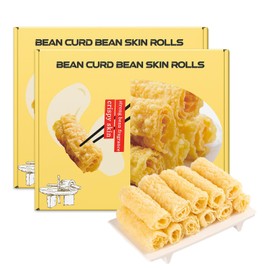 Fried Tofu Skin Rolls,Premium Quality Bean Curd Crispy Rolls,Golden Fried Tofu Skin Snacks,Light & Crispy Texture Ideal for Vegan Recipes and Asian Cuisine - 8.46oz(2 bags)