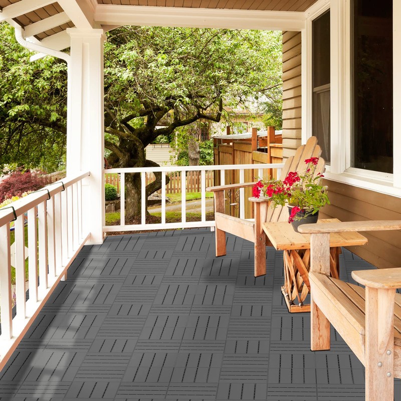 Goovilla Plastic Interlocking Deck Tiles, 9 Pack , 12"x12" Waterproof