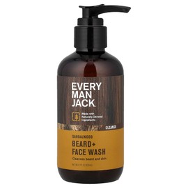 Every Man Jack Beard + Face Wash - Sandalwood | 200 ml - 1 Bottle | Naturally Derived, Parabens-free, Pthalate-free, Dye-free, and Certified Cruelty Free