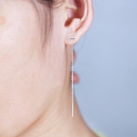 AoedeJ Sterling Silver Threader Earrings for Women Thread Chain Earrings Ear Threader Earrings Chain Thread Earrings for Women (Bar)