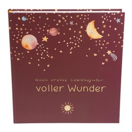goldbuch 50 496 Babytagebuch Voller Wunder Weltraum Terracotta, Erinnerungsalbum mit 100 illustrierten Seiten, Einband mit Goldprägung und einem Nachthimmel als Motiv, ca. 24,5 x 22,5 x 3,5 cm