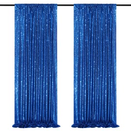 Royal Blue Backdrop Curtain Panels 2 Pieces 2ftx8ft Sequin Party Background for Birthdays Independence Day Theme Decorations