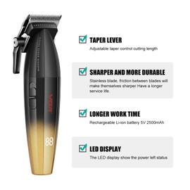 VGR Professional Hair Clipper and Trimmer Set for Men, Barber Clipper and Zero Gap T-Blade Trimmer Kit, Cordless USB Rechargeable Hair Cutting Kit with 9 Guide Combs, Ceramic Blade, LED Display