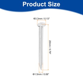 sourcing map 50Pcs Small Hardware Nails, 1.5 x 20mm 304 Stainless Steel Round Head Nail Common Finishing Nail for Household Woodworking Picture Hanging DIY Projects, Silver