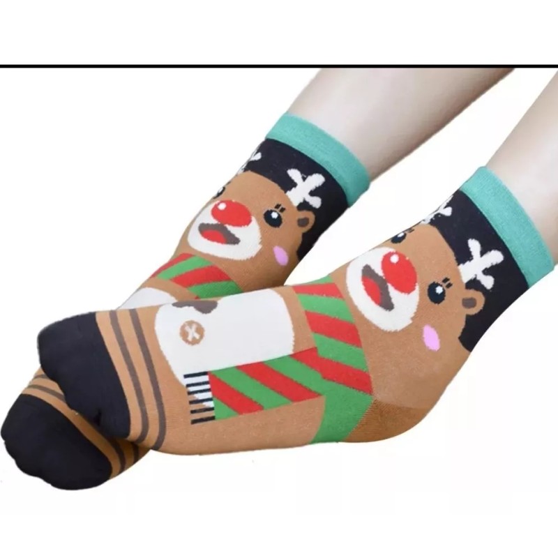 Patry Deluxe Paq 4x Calcetin Figuras Navideñas Santa, Reno, Pinguno,