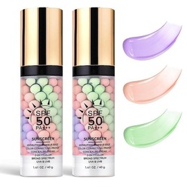 One-Step 3 In 1 Face Primer: SPF 50 Sunscreen + Tinted Moisturizer | Color Correcting Concealer with Oil Control | Flawless Base de Maquillaje Before Makeup Smooth Cream:_#01