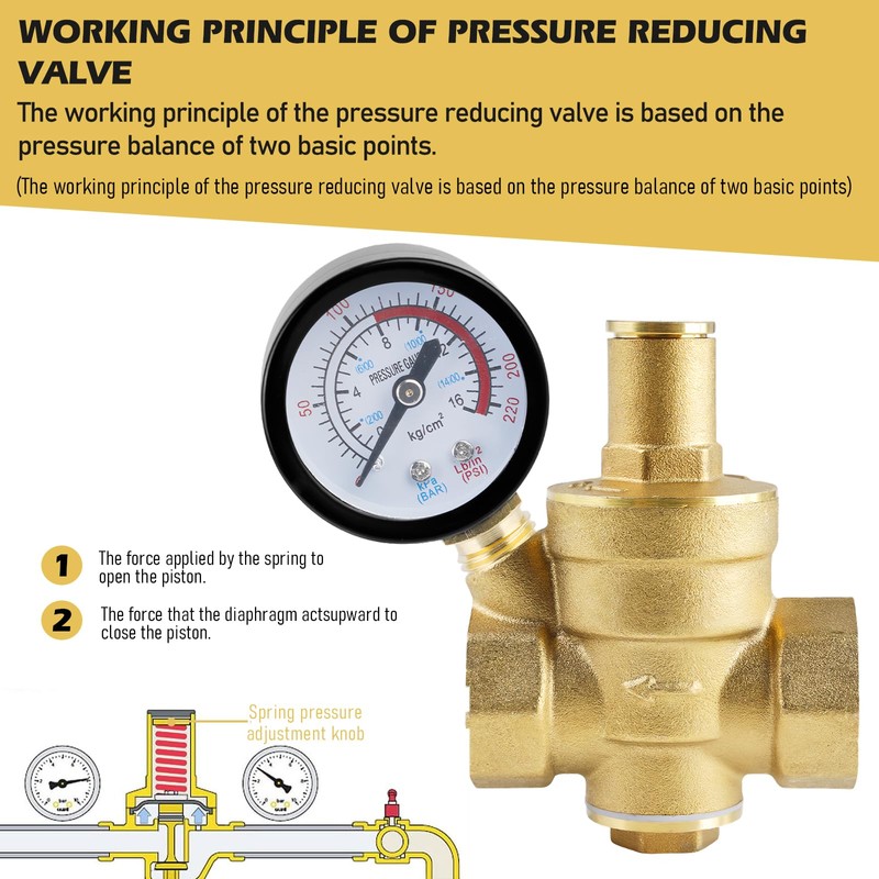 Pressure Regulator Water 3/4 Inch DN20, Brass Water Pressure Regulator