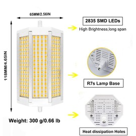 ALQFFHL R7S 118mm LED Bulb 50W Dimmable, J Type Lamp, 6000K Cool White