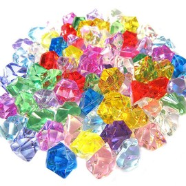 Leadigol 200PCS Colorful Acrylic Gems, Fake Crushed Acrylic Ice Cubes, Vase Filler Pebble Aquarium Acrylic Stones, Acrylic Ice Cubes Gems Vase Fillers for Wedding Event Decoration