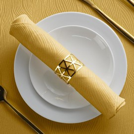 SPRICA Jacquard Napkins 48x48cm Set of 4 Pieces Decorative Washable Reusable Napkin, Golden Yellow