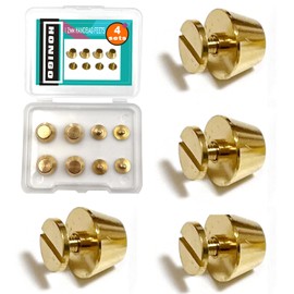 Honigo 4 Pack Rivets Stud Handbag Purse Feet 1/2 inch Gold Flat Head Metal Solid Brass Studs Screw Back Feet 12mm Buckle Spikes Leathercraft for Leather Bag Totes DIY Craft