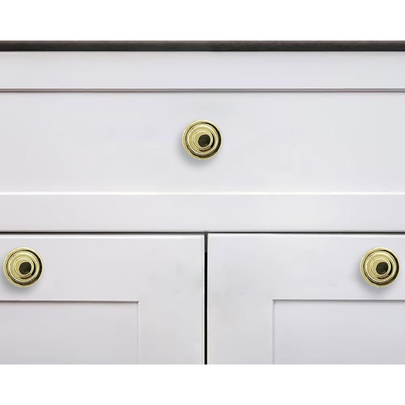 khtumeware 10-Pack Polished Brass Heavy Duty Solid Cabinet Knobs unlacquered
