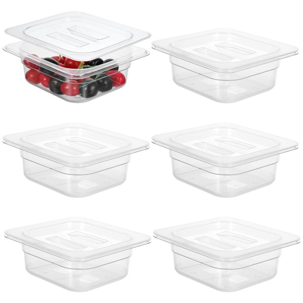 MAQUITA 1/6 Size Clear Food Prep Containers with Lids -