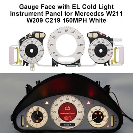 BENET Gauge Face Overlay with EL Cold Light Instrument Panel Replacement for Mercedes W211 W209 C219 160MPH White