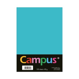 Campus - A4 Pack of 100 80 g/m² Coloured Paper 210 x 297 mm Coloured Paper A4 Soft Touch Paper, Perfect for Bookbinding, Office, Drawing and Crafts, Turquoise