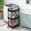 Sywhitta Sywhitta 3-Tier Plastic Rolling Utility Cart with Handle, Multi-Functional