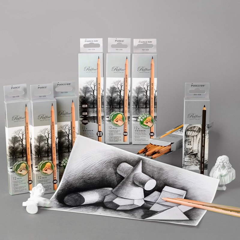 Marco 7001 Drawing Pencils Professional Fine Art Empites 1 Dozen