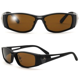 Afit AF-001P Polarized Sunglasses, Men's, Driving, Fishing, Outdoor Use, UV Protection, Polarized Sports Sunglasses, Black Matte/Gunmetal (Polarized Brown Lenses)