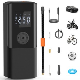 AOKBON Mini Portable Air Compressor 150 PSI 6000mAh Rechargeable Electric Air Pump Tire Inflator with Digital Display LED Light USB Charging for Car Motorcycle Ball Outdoor