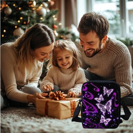 Wnbucioht Purple Butterfly Crossbody Bags for Women Mini Purse Shoulder Handbags Zipper Wallet Butterfly Print Messenger Tote Bag Cute Small Crossbody Purse for Ladies Girls Sling Satchel