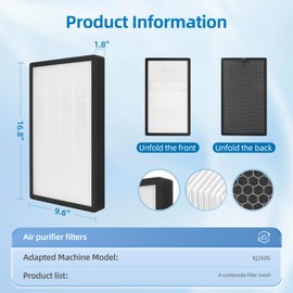 KJ350G Replacement Filter Compatible With TOSOT KJ350G Air Purifier, True HEPA and Activated Carbon Filter, 2 Pack