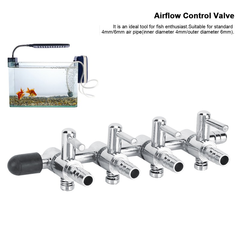 5PCS Stainless Steel Fish Tank Airflow Control Regulating Valve Aquarium