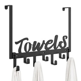 SWTYMIKI Over Door Hooks, Over Door Hanger Without Drilling, Door Hoooks, Heavy Duty Over Door Coat Hooks with 7 Hooks for Hanging Coats, Towels,Clothes, for Bedroom, Bathroom, Living Room