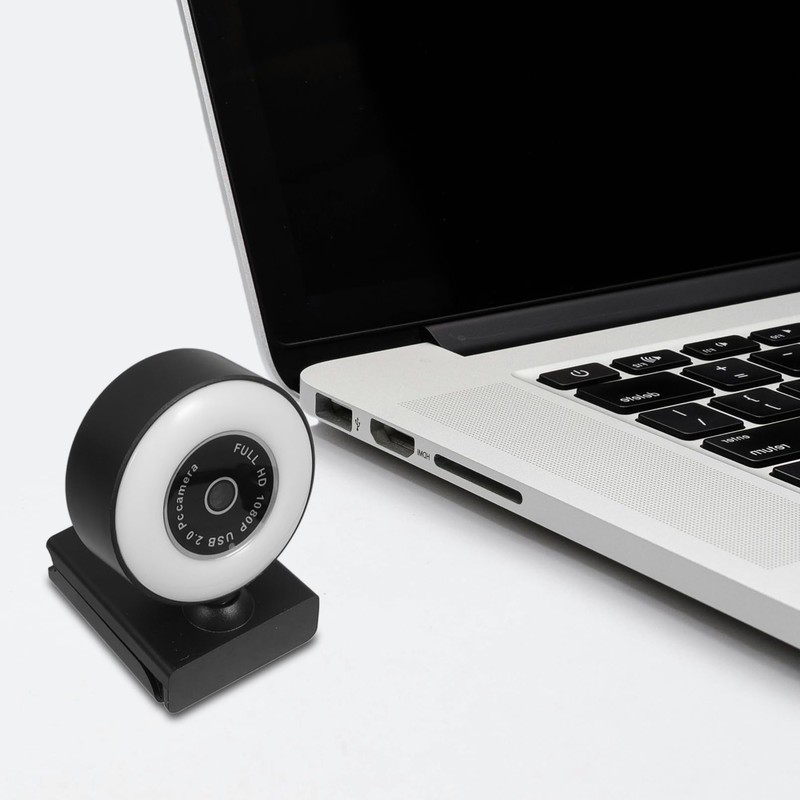 Operitacx Webcam with Ring Light, High Resolution USB Camera with