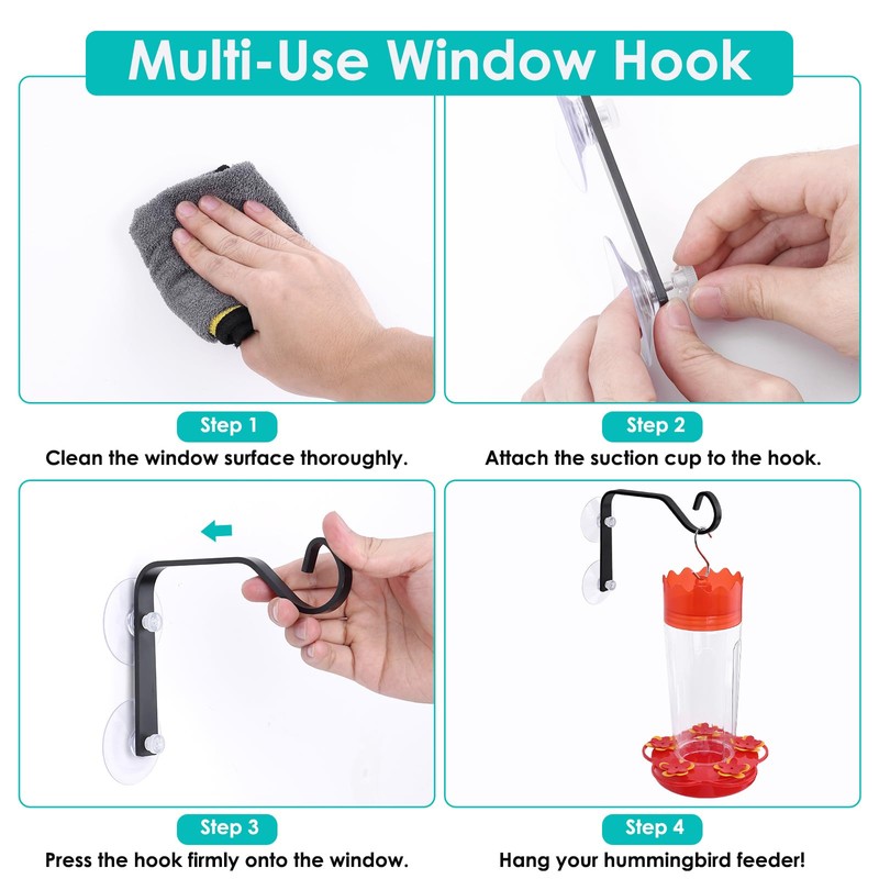2 Pcs Heavy-Duty Window Suction Cup with Hanger, Window Mounted
