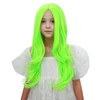 Edivd-Peluca verde neón para niñas, peluca larga verde ombré con