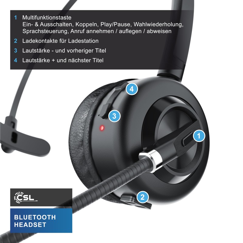CSL - Bluetooth 5.3 Headset with Charging Station - PC
