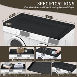 Uniflasy Washer and Dryer Countertop Black – 54" x 27.5" Laundry Topper for Washer and Dryer with Edge, Washer Dryer Topper & Cover Guard Organization Compatible with GE, LG, Samsung