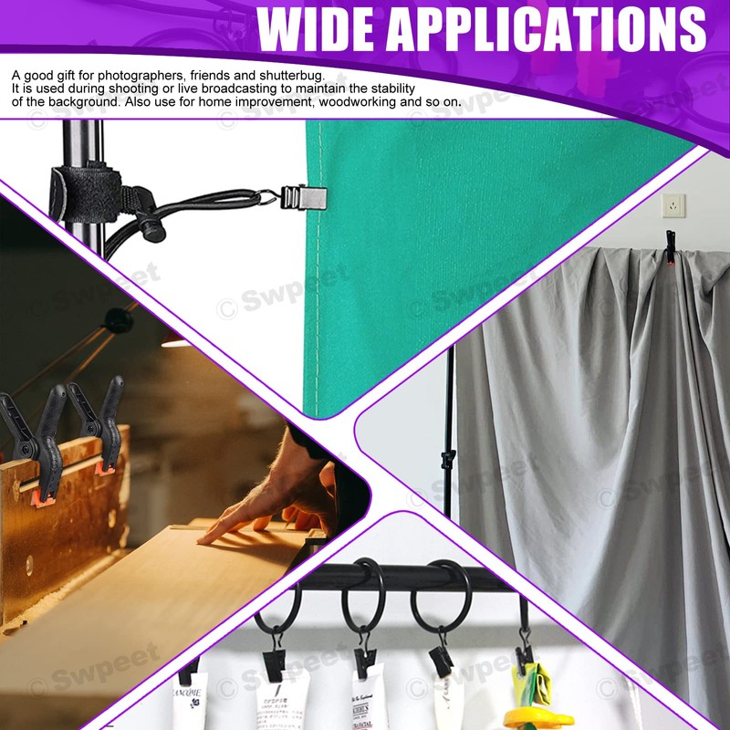 Swpeet 22Pcs Photography Backdrop Support Kit, 10Pcs Curtain Rings with