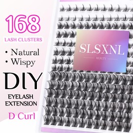 SLSXNL Manga Lash Clusters D Curl Wispy Natural Eyelash Clusters 8-16mm 168Pcs Cluster Eyelash Extensions False Anime Lash Clusters Thin Band 8mm 10mm 12mm 14mm 16mm