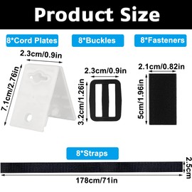 Junhui Universal Mounting Tape for Pool Roller, Set of 8 Fastening Straps and Clips and Buckles for Pool Foil Solar Film, Retaining Straps for Pool Cover