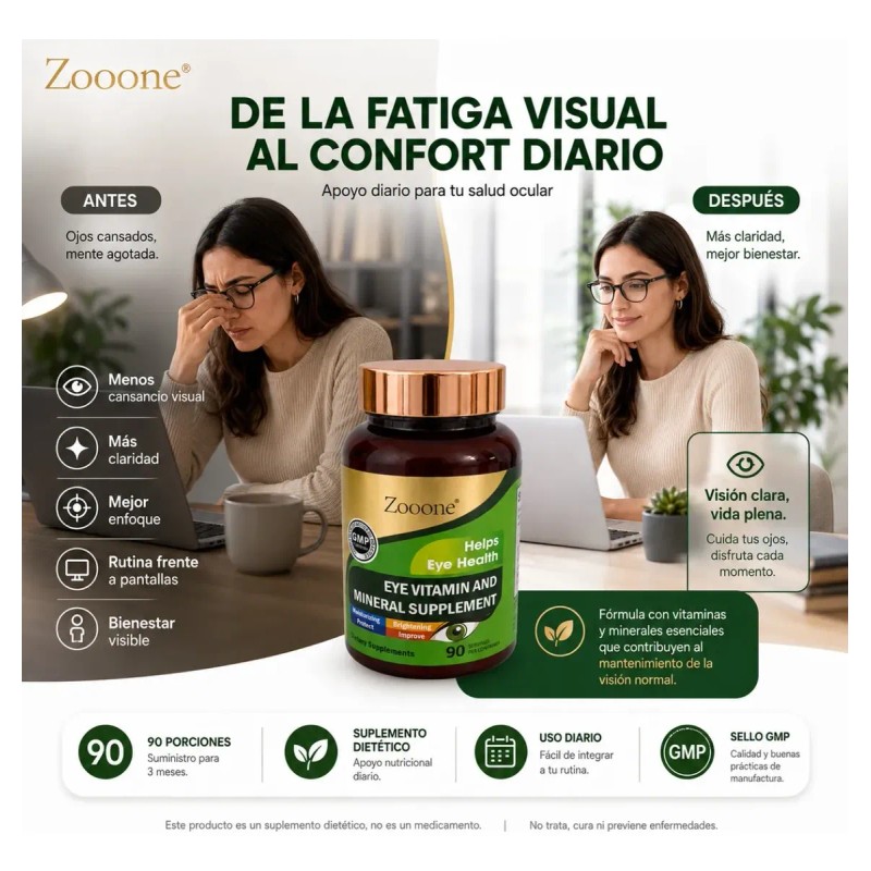 Vitaminas Para Ojos Uso Diario 90 Porciones